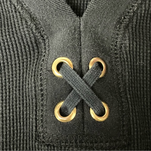 Lauren Ralph Lauren Black Waffle Knit Blouse Goth Grunge Witchy Vampy XL gorpcor - Picture 9 of 9